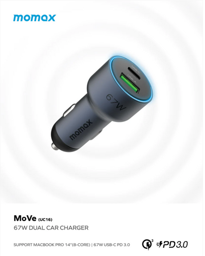 MOMAX 汽車點煙器分插 USB USB-C TYPE C 快速充電 差電 汽車用品